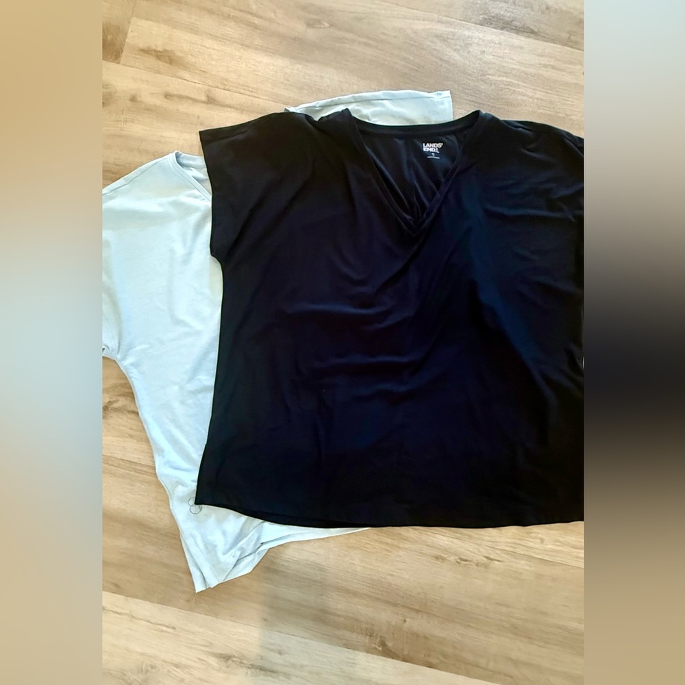 2- Lands' End  Women's Plus Size Short Sleeve Soft Performance Dolman Tops.